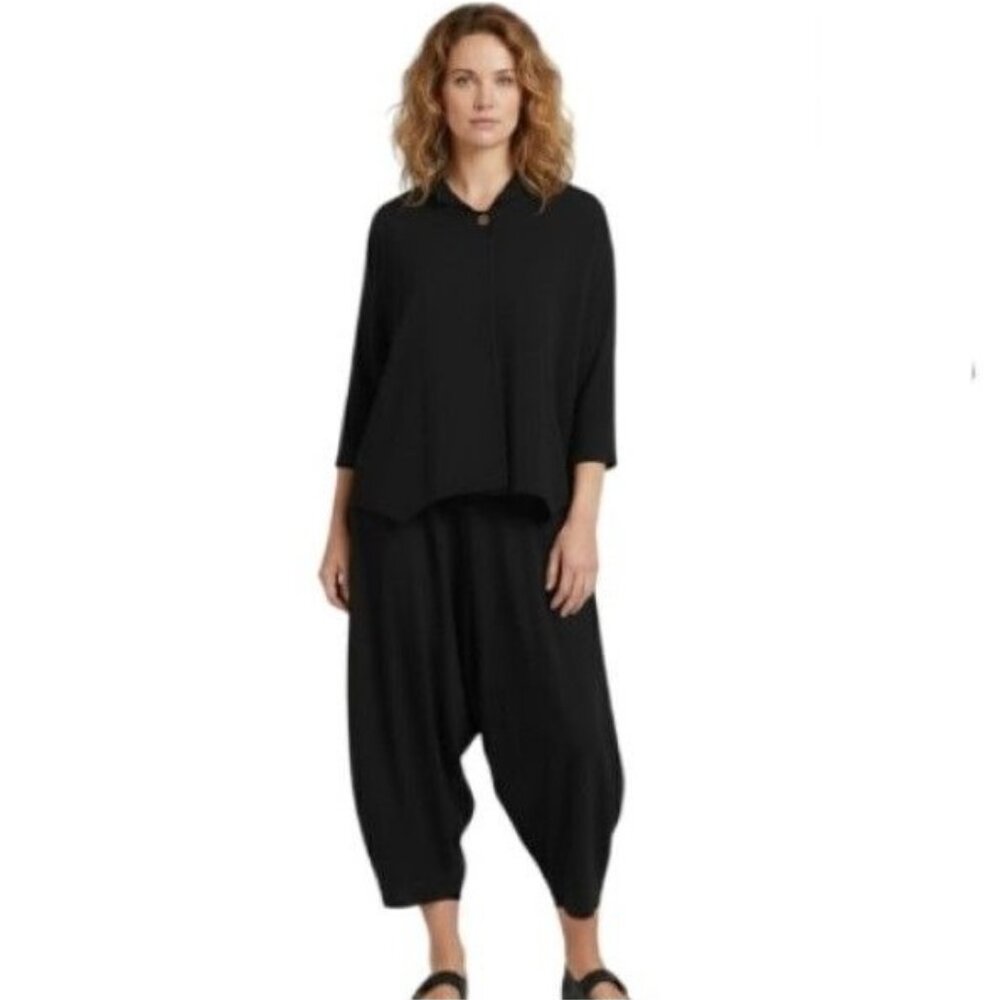 Itemz Chris Baumgartner Lagenlook Pants 1 Button Jacket 2-Piece Set Black